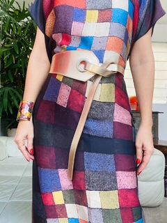 Vestido Kaftan Longo Cetim Paul Klee Colorido na internet