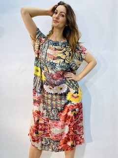 Vestido Kaftan Curto Cetim Cactus - comprar online