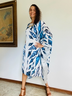 Vestido Máxi Curto Cetim Concha Azul - comprar online