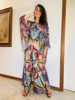 Calça Evasê Jersey Paul Klee Rosa - comprar online