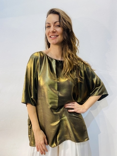 Camiseta Morcego Cetim Dourado Metalizado - ALESSA