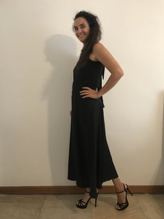 Vestido Frente Única Cetim Preto - comprar online