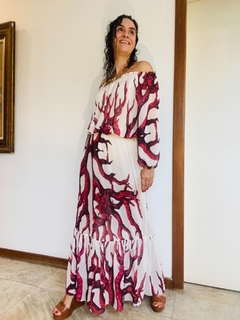 Vestido Bufante Longo Chiffon Coral - loja online