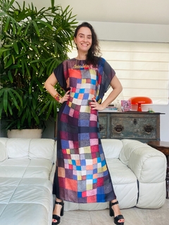 Vestido Kaftan Longo Cetim Paul Klee Colorido - buy online