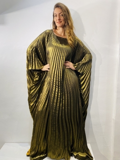 Vestido Plissado Longo Cetim Dourado - comprar online