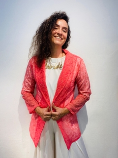 Blazer Organza Bordado Rosa na internet