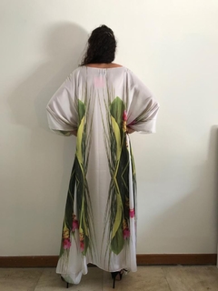 Vestido Longo Maxi Cetim Folhagem - ALESSA