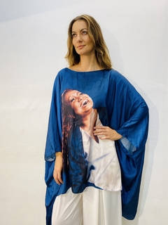 Camiseta Maxi Cetim Alcione Azul