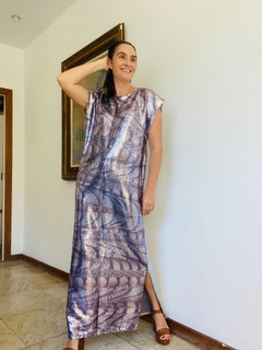 Vestido Kaftan Longo Paetê Faisão Corrido na internet