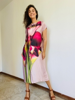 Vestido Amplo Cetim Calla Vermelha - comprar online