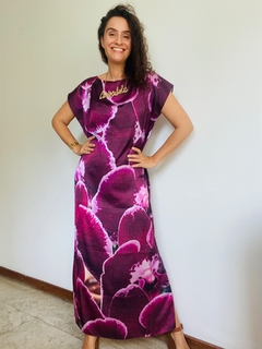 Vestido Kaftan Longo Cetim Orquídea Vinho - buy online