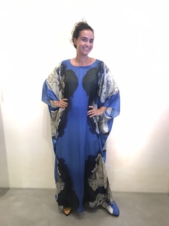 Vestido Máxi Longo Cetim Hortênsia Azul