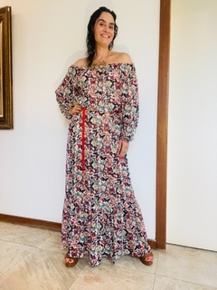 Vestido Cigana Saia Longa Gomos Chiffon Borboletas - online store