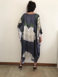 Vestido Curto Maxi Cetim Hortênsia Cinza - ALESSA