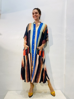 Vestido Chemise Longo Bolso Klee Listra - comprar online