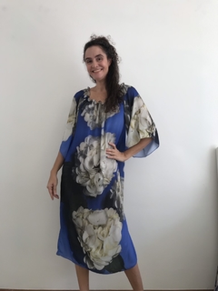 Vestido Curto Cigana Crepe Hortênsia Azul on internet
