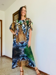 Vestido Longo Bata Seda Tigre