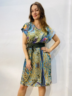 Vestido Kaftan Curto Jersey Arara Verde - ALESSA