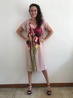 Vestido Kaftan V Jersey Calla Vermelha