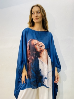 Camiseta Maxi Cetim Alcione Azul na internet
