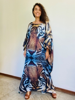 Vestido Maxi Longo Cetim Tigre - ALESSA