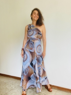 Vestido Moulage Evasê Longo Chiffon Concha Bege - comprar online