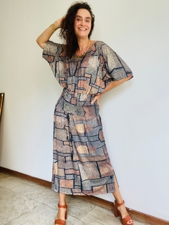 Vestido Morcego Lastex Jersey Paul Klee Cinza - loja online