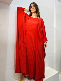 Vestido Plissado Longo Crepe Vermelho - ALESSA