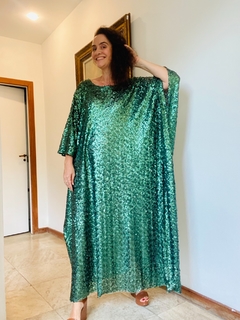 Vestido Maxi Longo Paetê Esmeralda na internet