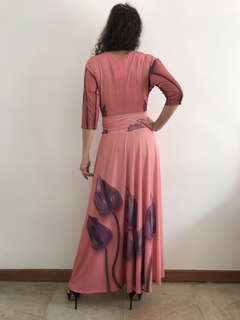 Vestido Longo Sereia Jersey Antúrio Rosa - ALESSA