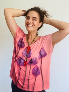 Camiseta Kaftan Jersey Antúrio Rosa - comprar online