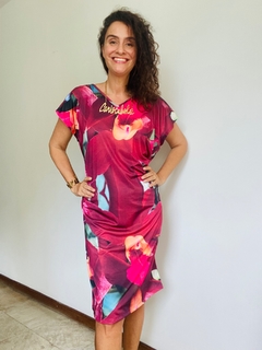 Vestido Kaftan V Jersey Orquídea Vermelho - ALESSA