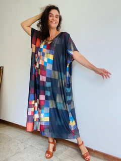 Vestido Amplo V Jersey Paul Klee Colorido - loja online