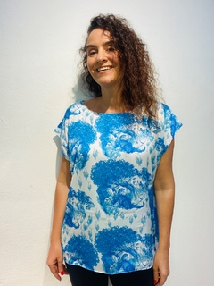 Camiseta Kaftan Cetim Leopardo Azul - loja online