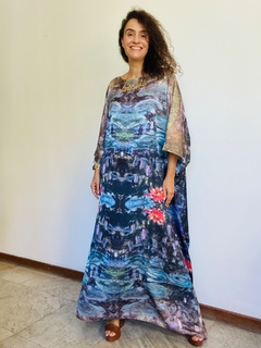 Vestido Maxi Longo Cetim Monet Azul - buy online