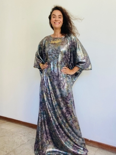 Vestido Maxi Longo Paetê Verde com Dourado - loja online