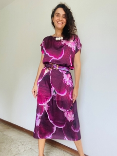 Vestido Kaftan Midi Cetim Orquidea Vinho - loja online