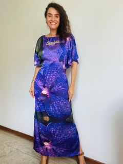 Vestido Asa Longo Cetim Orquídea Roxo - online store