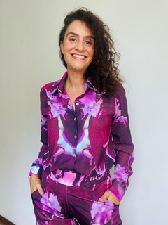 Camisa Social Crepe Orquídea Vinho - comprar online