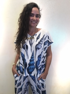 Camiseta Kaftan V Jersey Concha Azul - loja online