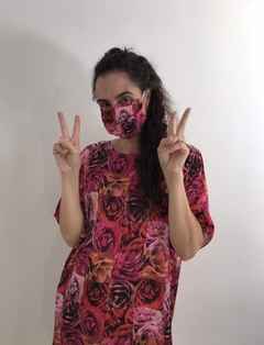 Máscara de Proteção Cetim Rosas - loja online
