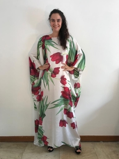 Vestido Longo Maxi Cetim Tulipa Vermelha