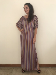 Vestido Longo Asa Listras Multicoloridas - ALESSA