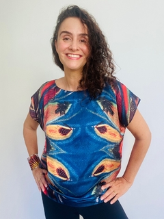 Camiseta Kaftan Cetim Plumas Mini Alessa - comprar online