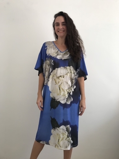 Vestido T Gola V Jersey Hortênsia Azul