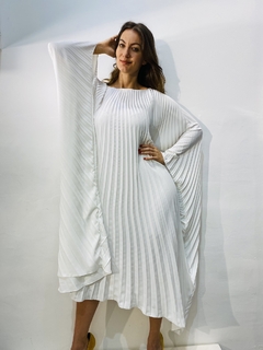 Vestido Plissado Curto Crepe Branco - comprar online