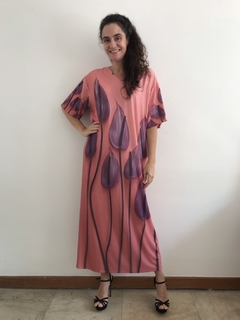 Vestido Longo Básico Jersey Antúrio Rosa - comprar online