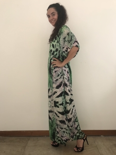 Vestido Longo T Seda Onça Verde