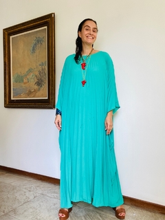 Vestido Longo Plissado Crepe Verde - buy online