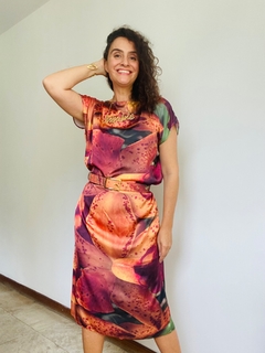 Vestido Kaftan Cetim Orquidea Laranja - comprar online